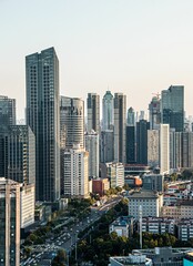 Obraz premium Stunning aerial view of the bustling metropolitan cityscape of Wuhan, China.