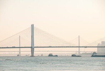 Bridge on the Yangtze River in the early morning in Wuhan, China.