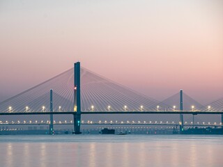 Bridge on the Yangtze River in the early morning in Wuhan, China.