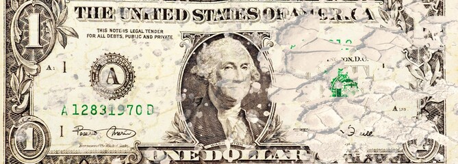 Close-up of a United States one-dollar paper banknote