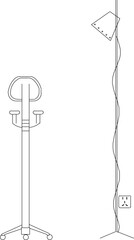 vector illustration sketch design drawing of a standing lamp for the living room