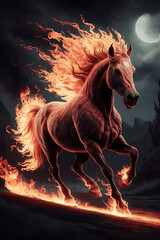 Obraz premium a majestic horse formed entirely of flames