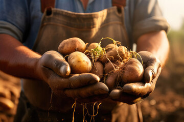 person holding a bunch of potatoes - Powered by Adobe