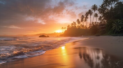 beach sunrise view the style of west anderson generate ai

