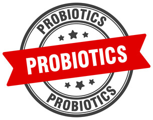 Fototapeta premium probiotics stamp. probiotics label on transparent background. round sign