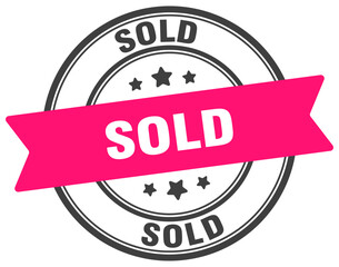 sold stamp. sold label on transparent background. round sign