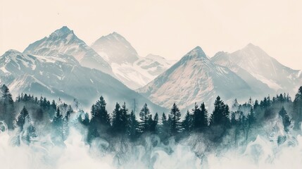 Photographer's Dream: Mountain Range & Misty Forest Blend