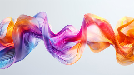 Fototapeta premium Colorful twisted ribbon in motion on white background,Generative AI