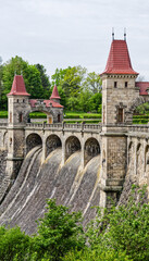 Historical dam in the Czech Republic, Europe, with towers called 