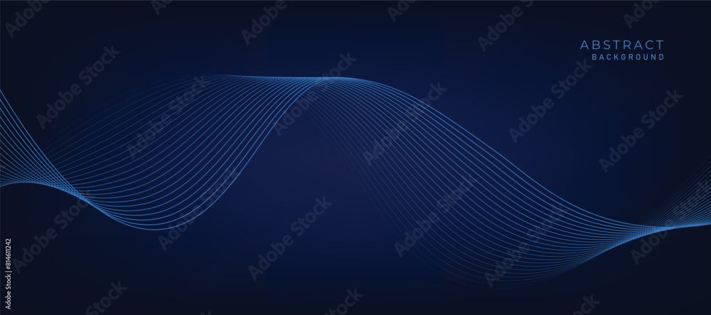 Wall mural Abstract vector modern blue background with blue wavy lines. 
