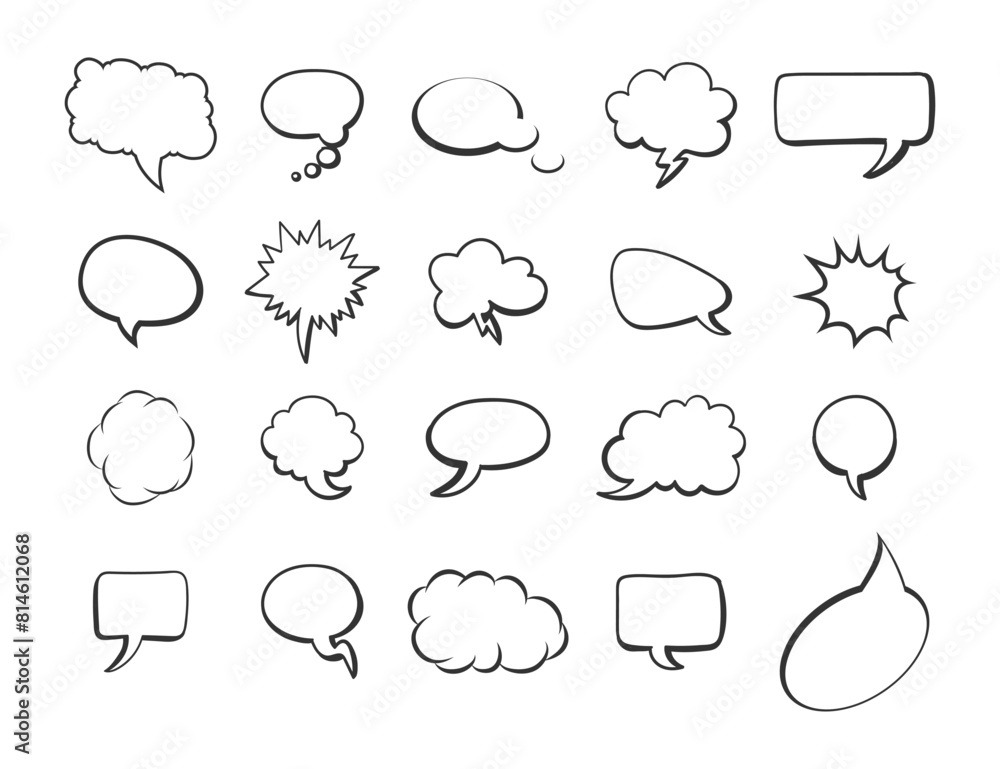 Poster speech bubble for text. speech bubble in balloon doodle style. chatting box or message box