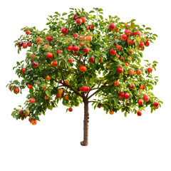 Apple tree isolated on transparent background.