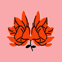 Bright illustration with an orange flower. Vector print, design, postcard