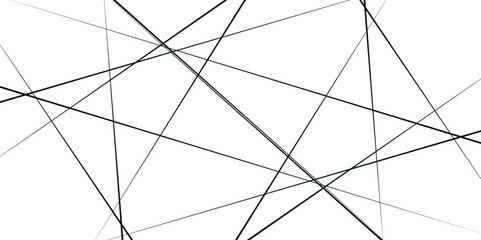 Obraz premium Random chaotic lines. Abstract geometric pattern. Outline monochrome texture.
