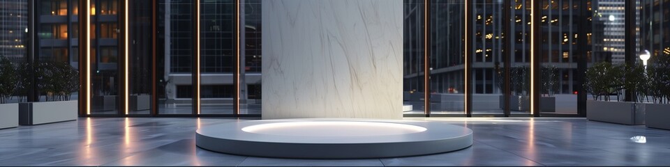 3D podium with product display presentation showcase with interior and white background. Generated by AI.