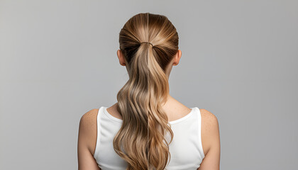 Fototapeta premium Photo of woman divided into halves before and after hair treatment on grey background, back view