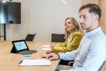 Meeting at Modern Coworking Space with Digital Analytics