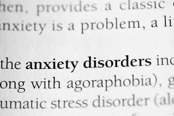 Dictionary with the Psychological disorder term "Anxiety Disorder" highlighted in bold text