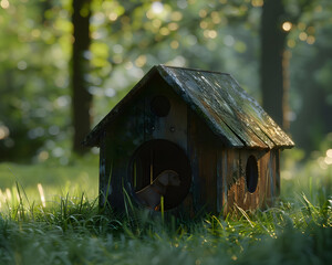 Dog house in the forest