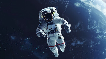Fototapeta premium Astronaut Floating in Space, surrounded by the vastness of space and stars.