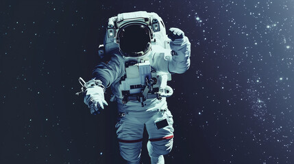 Astronaut Floating in Space, surrounded by the vastness of space and stars.