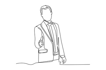 One continuous line drawing of client and customer concept. Doodle vector illustration in simple linear style.
