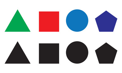 Basic Geometric Shapes. School geometry vector diagram. Colorful flat geometric shapes set vector