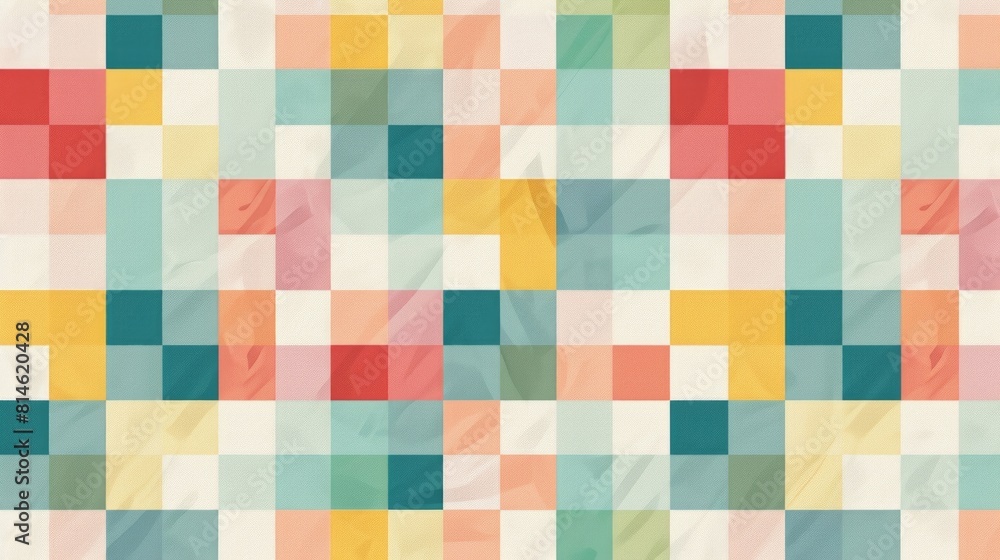 Poster generative ai small-scale gingham textile pattern, tiny squares, pastel colors, seamless backdrop, d