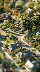 A small town with houses and trees