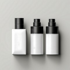 Cosmetics Skin Care Plastic Packaging Bottles, branding mock-up with Pump Dispenser For Branding