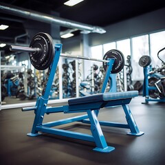 Obraz premium Weight Lifting Bench Press Equipment in gym