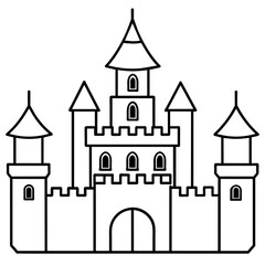 Fototapeta premium Royal Castle outline coloring book page line art illustration digital drawing