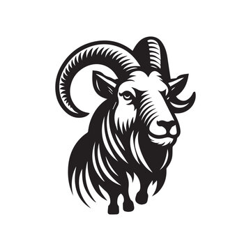 recommend clip art: a monochrome image with a goat theme
