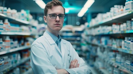 Confident Pharmacist at Drugstore - Powered by Adobe
