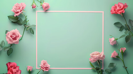 Rose flower frame decoration