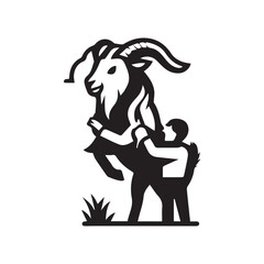 a monochrome image with a goat theme