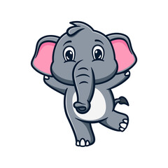cartoon illustration design of a cute and kawaii elephant sitting down