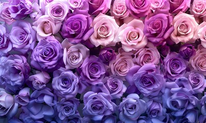 violet to purple roses in full bloom,  Generative AI