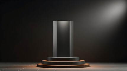 dark 3d Rendered Empty Podium Stand In Dim Lighting Background