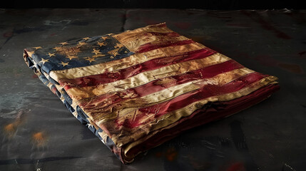  a folded American flag with 50 stars