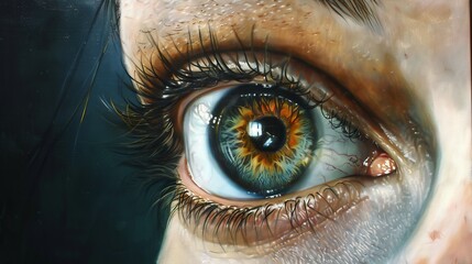 Close-up of a captivating human eye, detailed and expressive artistic portrayal