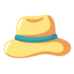 Straw hat for summer travel Icon.
