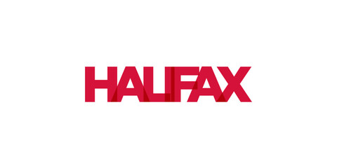 Halifax in the Canada emblem. The design features a geometric style, vector illustration with bold typography in a modern font. The graphic slogan lettering.
