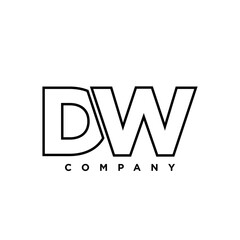 Letter D and W, DW logo design template. Minimal monogram initial based logotype.