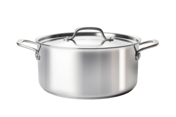 Shimmering Elegance: A Stainless Steel Tea Kettle. On a White or Clear Surface PNG Transparent Background.