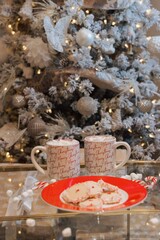 Cozy Holiday Vibes: Hot Chocolate and Cookies by the Christmas Tree