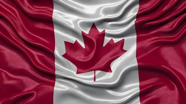 Canadian Flag 3D Waving Animation. The National Flag of Canada, 4K Resolution with Seamless Loop.
