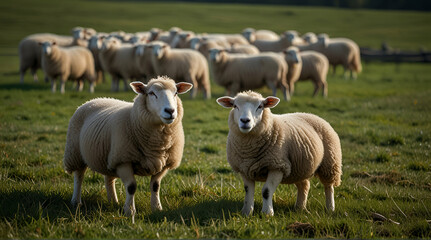 Obraz premium Sheep on pasture, Generative.AI 