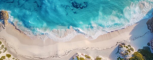 Obraz premium Aerial view of Wharton Beach, Esperance, Western Australia.