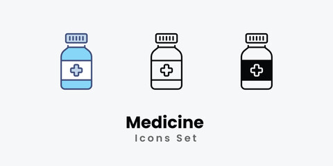 Medicine Icons thin line and glyph vector icon stock illustration 